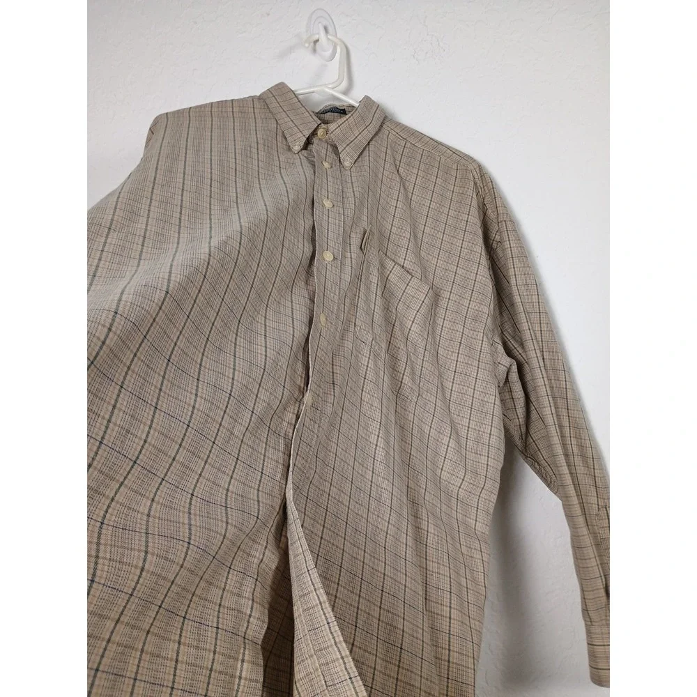 CHAPS Ralph Lauren Shirt Men's Large Brown Plaid Long Sleeve Button Down Vintage